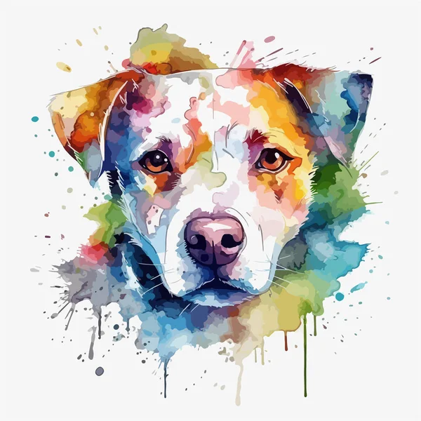Ένας Πίνακας Νερομπογιές Σκύλου Χρώμα Splash Πολύχρωμο Αφηρημένη Ψηφιακή Τέχνη — Διανυσματικό Αρχείο