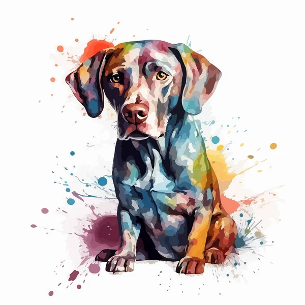 Portrait Cute Dog Watercolor Illustration White Background — Stock Vector