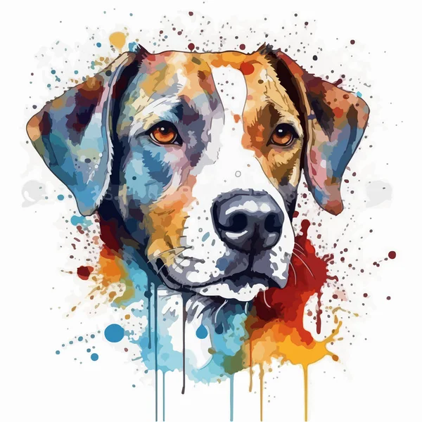Портрет Милого Собаки Акварельна Ілюстрація Білому Тлі — стоковий вектор