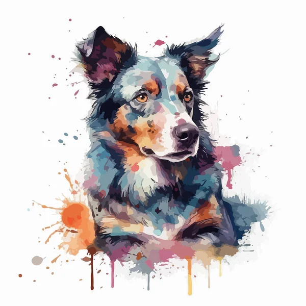 Watercolor Painting Dog — Stock Vector