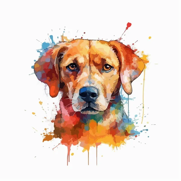 Retrato Cão Bonito Ilustração Aquarela Sobre Fundo Branco — Vetor de Stock