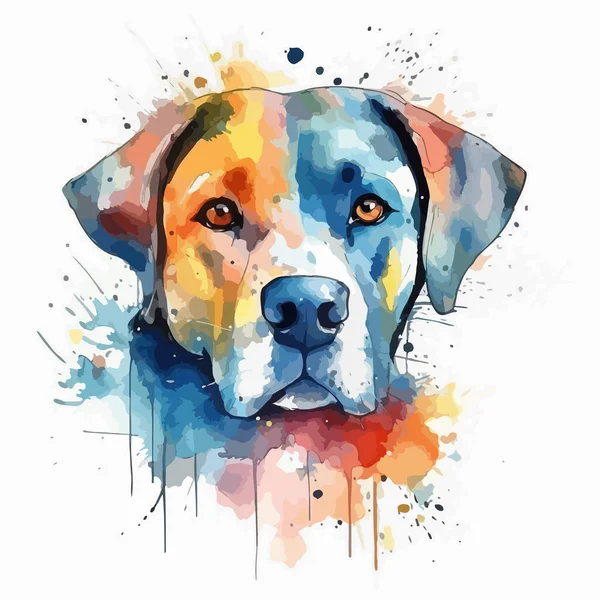 Retrato Cão Bonito Ilustração Aquarela Sobre Fundo Branco —  Vetores de Stock