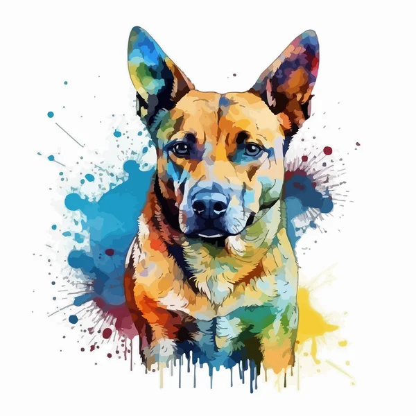 かわいい犬の肖像画です 白地の水彩画 — ストックベクタ