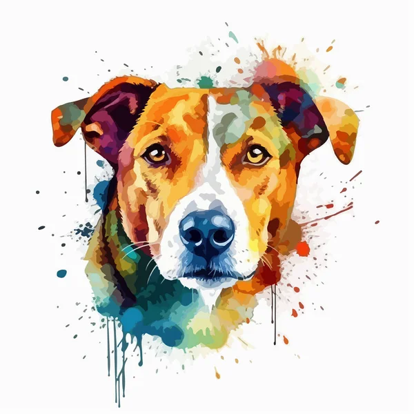 Kepala Anjing Dalam Lukisan Berwarna Warni - Stok Vektor