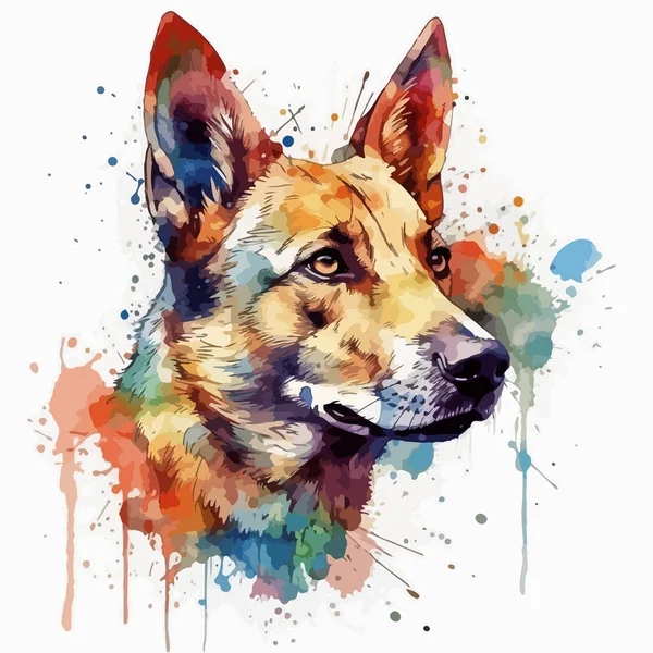Dog Head Hand Drawn Watercolor Style — Stock Vector