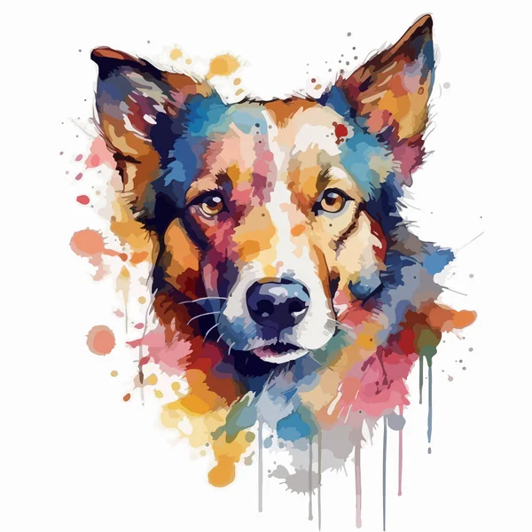 Akvarellmålning Hund — Stock vektor