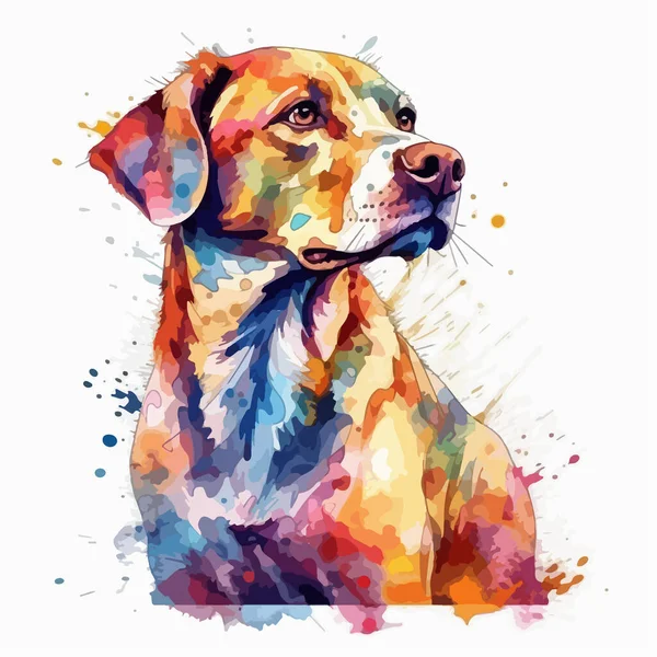 Portrét Roztomilého Psa Akvarel Ilustrace Bílém Pozadí — Stockový vektor