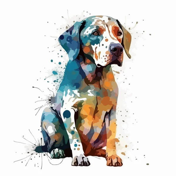 Portrait Cute Dog Watercolor Illustration White Background — Stock Vector