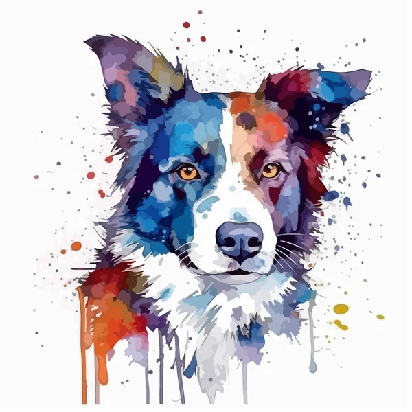 Husky Hund Blå Akvarell — Stock vektor
