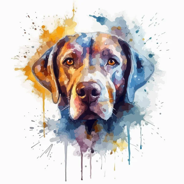 一只可爱的狗的肖像 白色背景上的水彩画 — 图库矢量图片