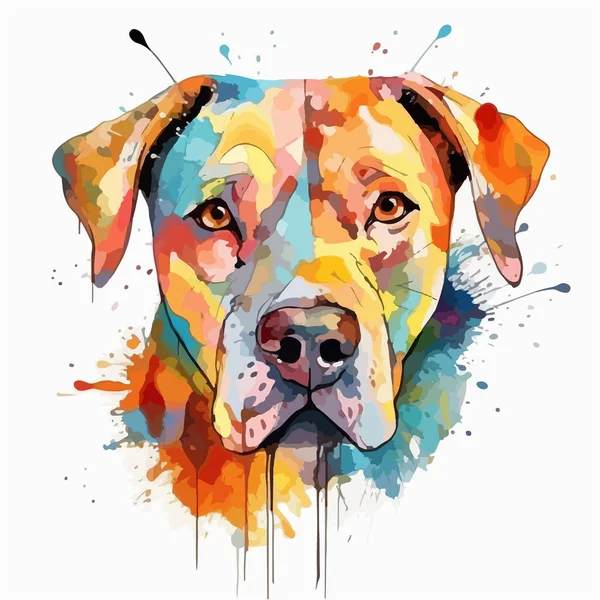 Porträt Eines Niedlichen Hundes Aquarell Illustration Auf Weißem Hintergrund — Stockvektor