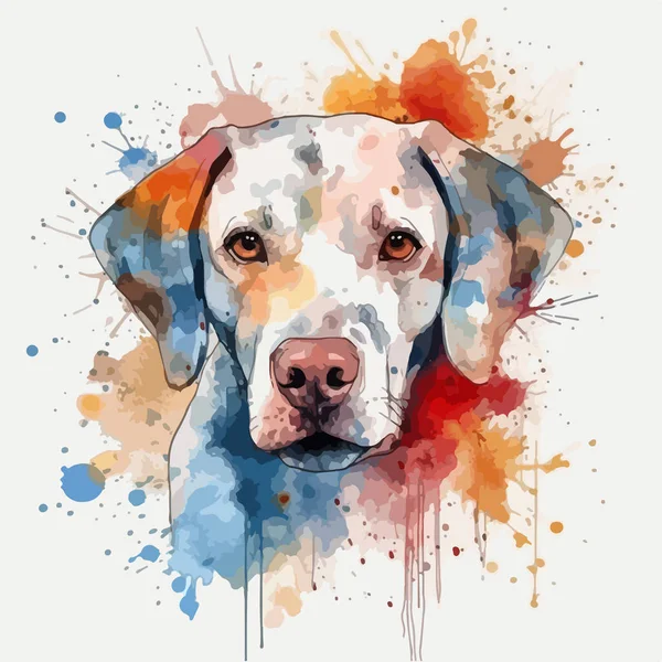 Retrato Cão Bonito Ilustração Aquarela Sobre Fundo Branco — Vetor de Stock
