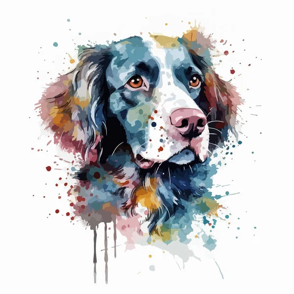 Watercolor Dog Illustration Vector Illustration — Stock Vector