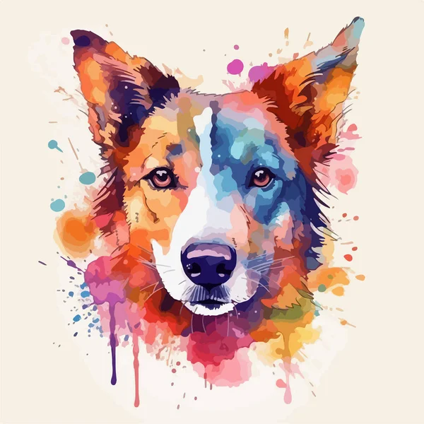 Hund Illustration Akvarell — Stock vektor
