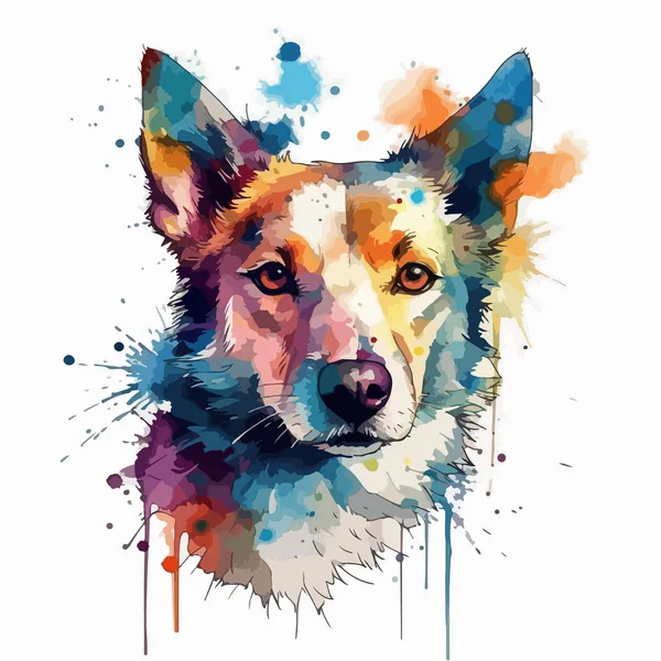 Portrait Dog Watercolor — Stock Vector