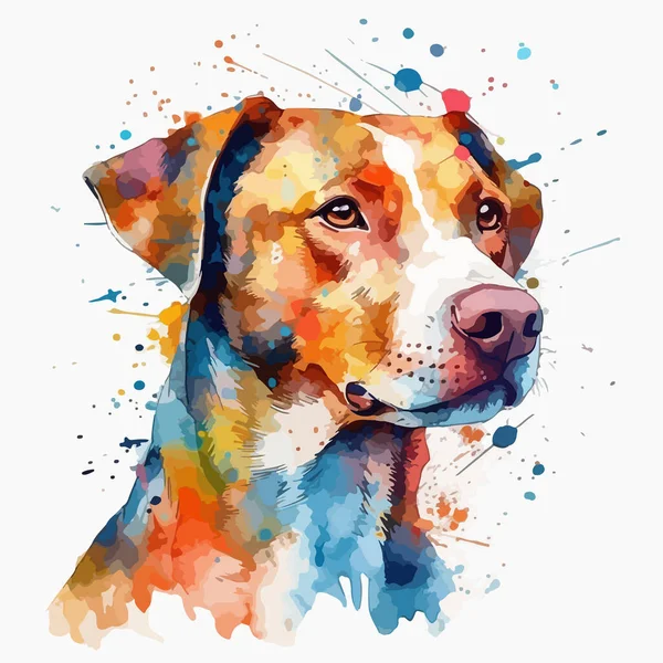 Porträt Eines Niedlichen Hundes Aquarell Illustration Auf Weißem Hintergrund — Stockvektor