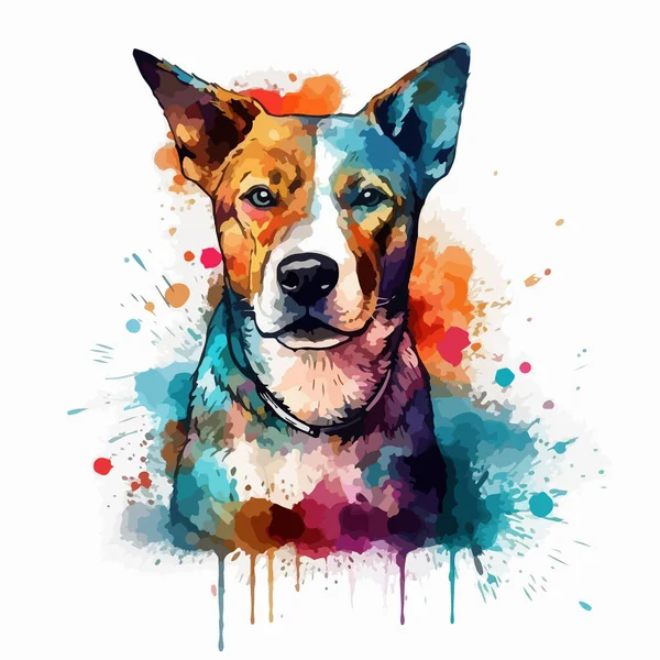 Watercolor Portrait Dog — Stock Vector
