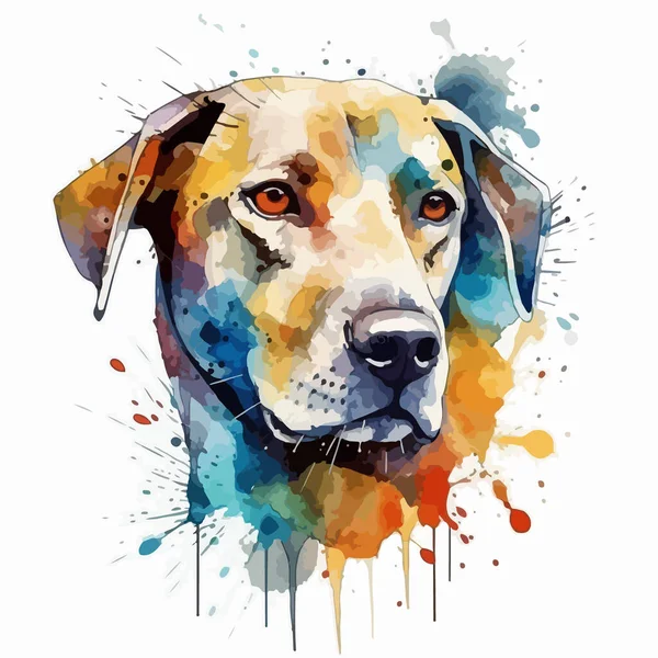 Ζωγραφισμένο Στο Χέρι Εικόνα Πορτρέτο Ενός Σκύλου — Διανυσματικό Αρχείο