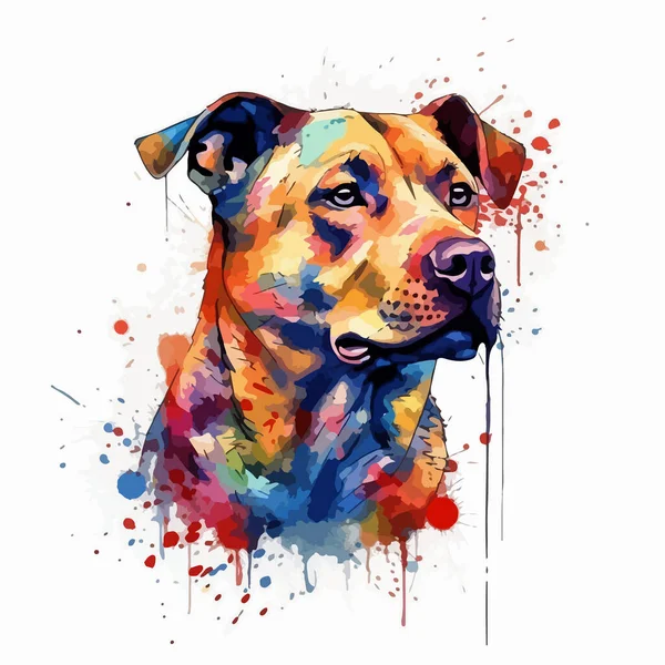 Gambar Anjing Ras Dalam Lukisan Cat Air Gambar Tangan - Stok Vektor