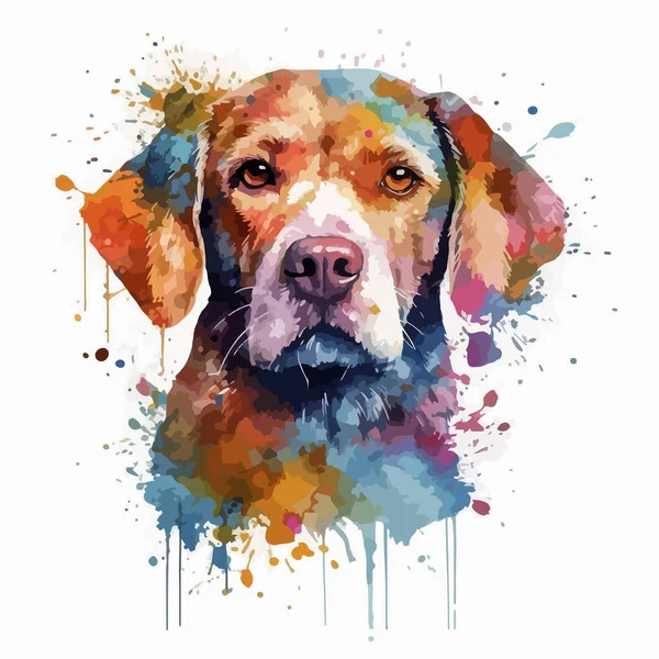 Πορτρέτο Ενός Χαριτωμένου Σκύλου Ακουαρέλα Εικονογράφηση Λευκό Φόντο — Διανυσματικό Αρχείο