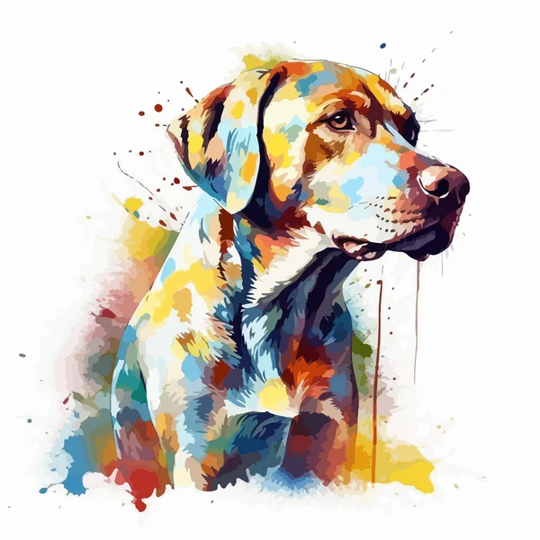 Anjing Dalam Warna Gambar Dari Sebuah Lukisan Artistik - Stok Vektor