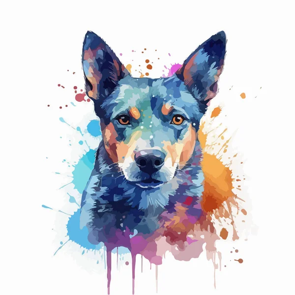 Hundporträtt Akvarell — Stock vektor
