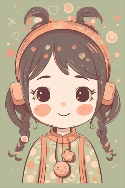 Χαριτωμένο Κορίτσι Ακουστικά — Διανυσματικό Αρχείο