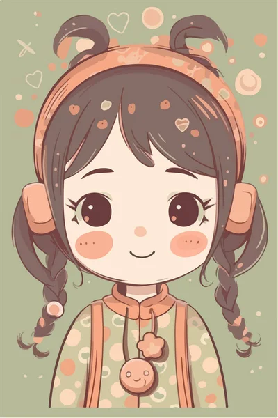 Linda Chica Con Auriculares — Vector de stock