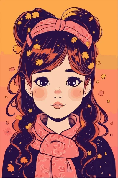 Vektor Illustration Von Mädchen Mit Einer Blume — Stockvektor