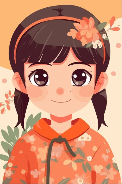 Fille Kimono Illustration Vectorielle — Image vectorielle