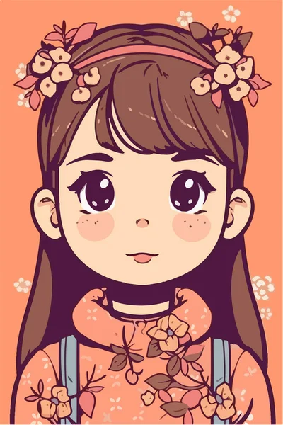 Cute Asian Girl Kimono — Stock Vector