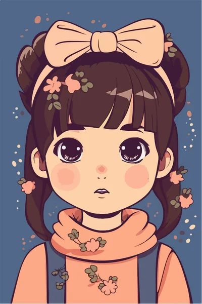Aranyos Kislány Egy Virágkoszorúban — Stock Vector