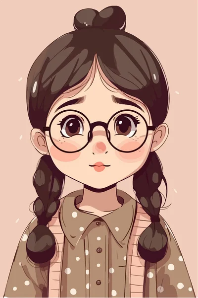 Cute Little Girl Glasses — Stock Vector