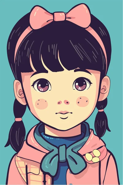 女の子の顔アート漫画 — ストックベクタ