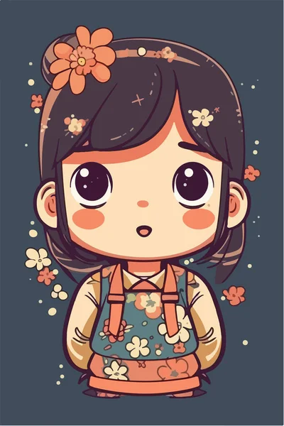 Азиатская Девушка Японском Платье — стоковый вектор