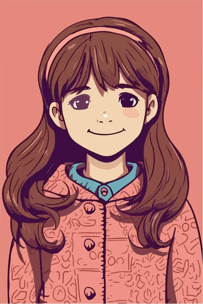长头发的可爱女孩 — 图库矢量图片