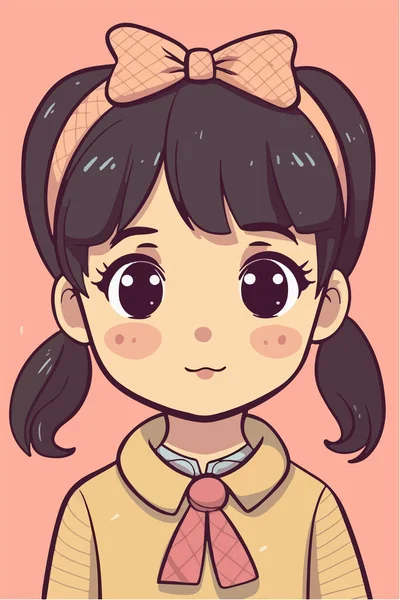Cute Girl Cartoon Character Art Design — Stock Vector