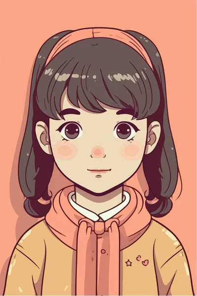 Cute Girl Cartoon Vector Art — Stock Vector