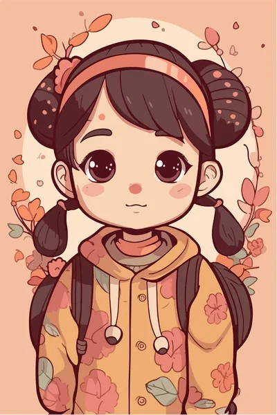 Cute Little Girl Wearing Autumn Hat — Stock Vector