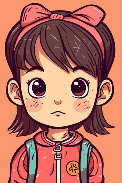 Petite Fille Personnage Dessin Animé — Image vectorielle