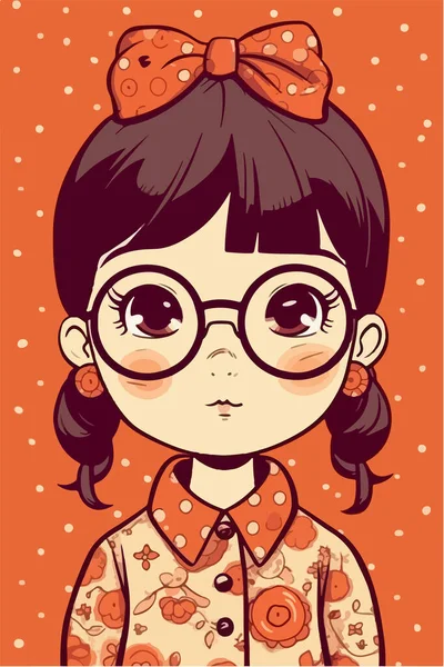 Χαριτωμένο Κορίτσι Γυαλιά Εικονογράφηση Διανύσματος — Διανυσματικό Αρχείο