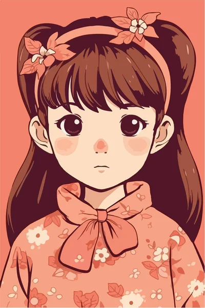 Chica Anime Estilo Personaje Dibujos Animados — Vector de stock