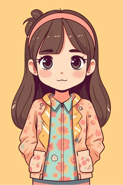 Cute Girl Jacket — Stock Vector