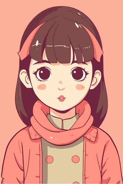 Cute Asian Girl Pink Sweater — Stock Vector