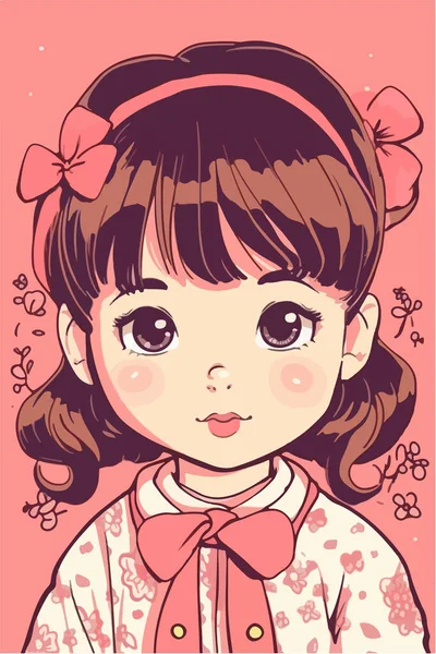 Garota de moda chibi isolada, personagem de desenho animado kawaii com  cabelo rosa e roupa de cor doce