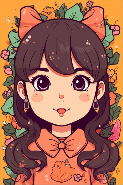 Cute Little Girl Beautiful Costume Flower — Stock Vector