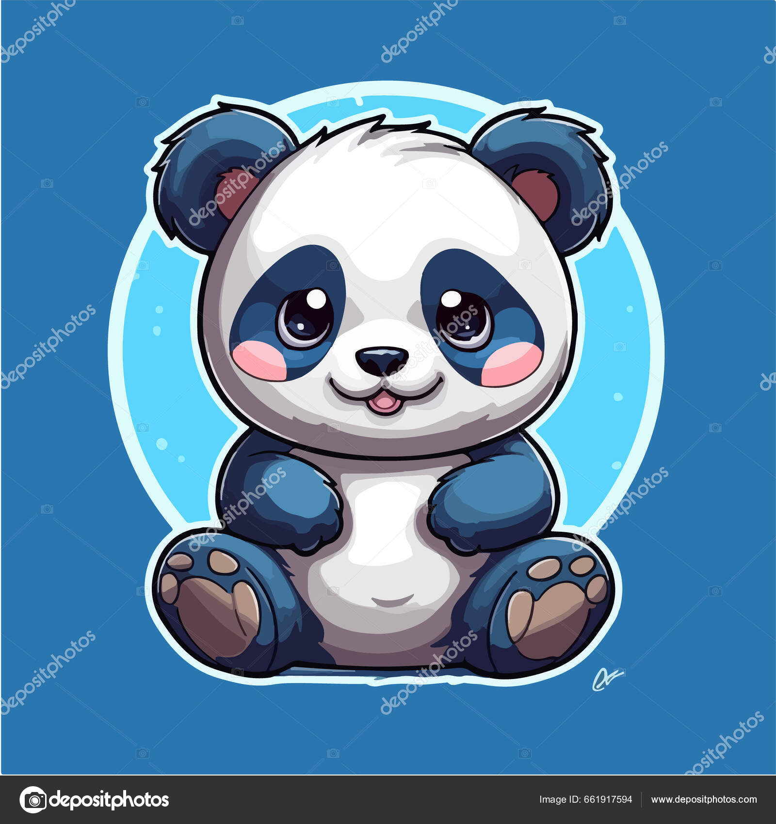 Lindo e adorável urso panda dos desenhos animados · Creative Fabrica