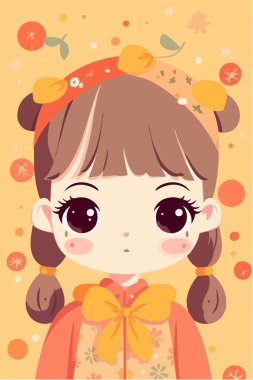 Sonbahar yapraklı Japon kız. 