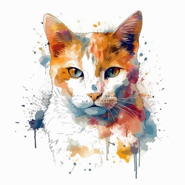 watercolor cat on a white background 