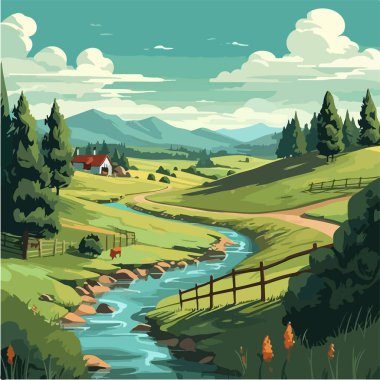 rural landscape. vector illustration.  clipart